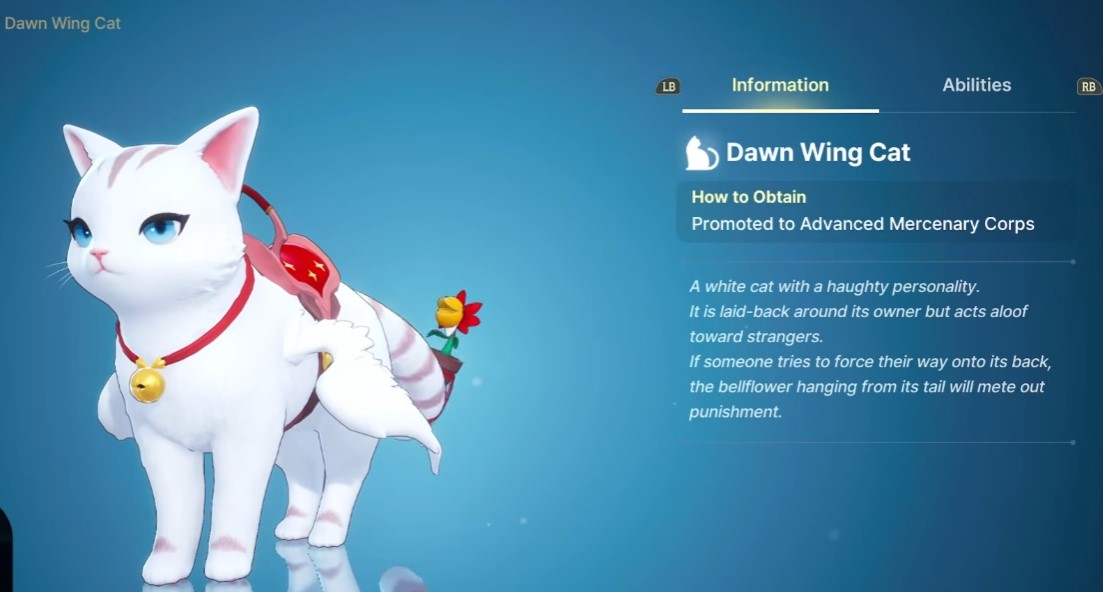 Dawn Wing Cat familiar with swim dash in DragonSword: Awakening