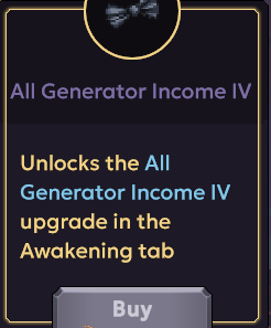 All Generator Income IV (yeni Hourglass / generator upgrade hatti).