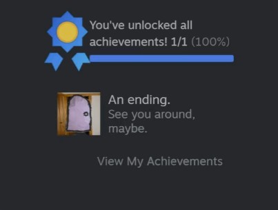 Ending screen — 100% completion achievement