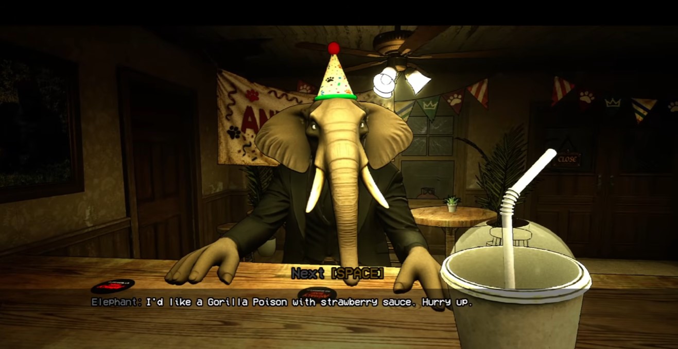 Elephant in festival costume — human in disguise