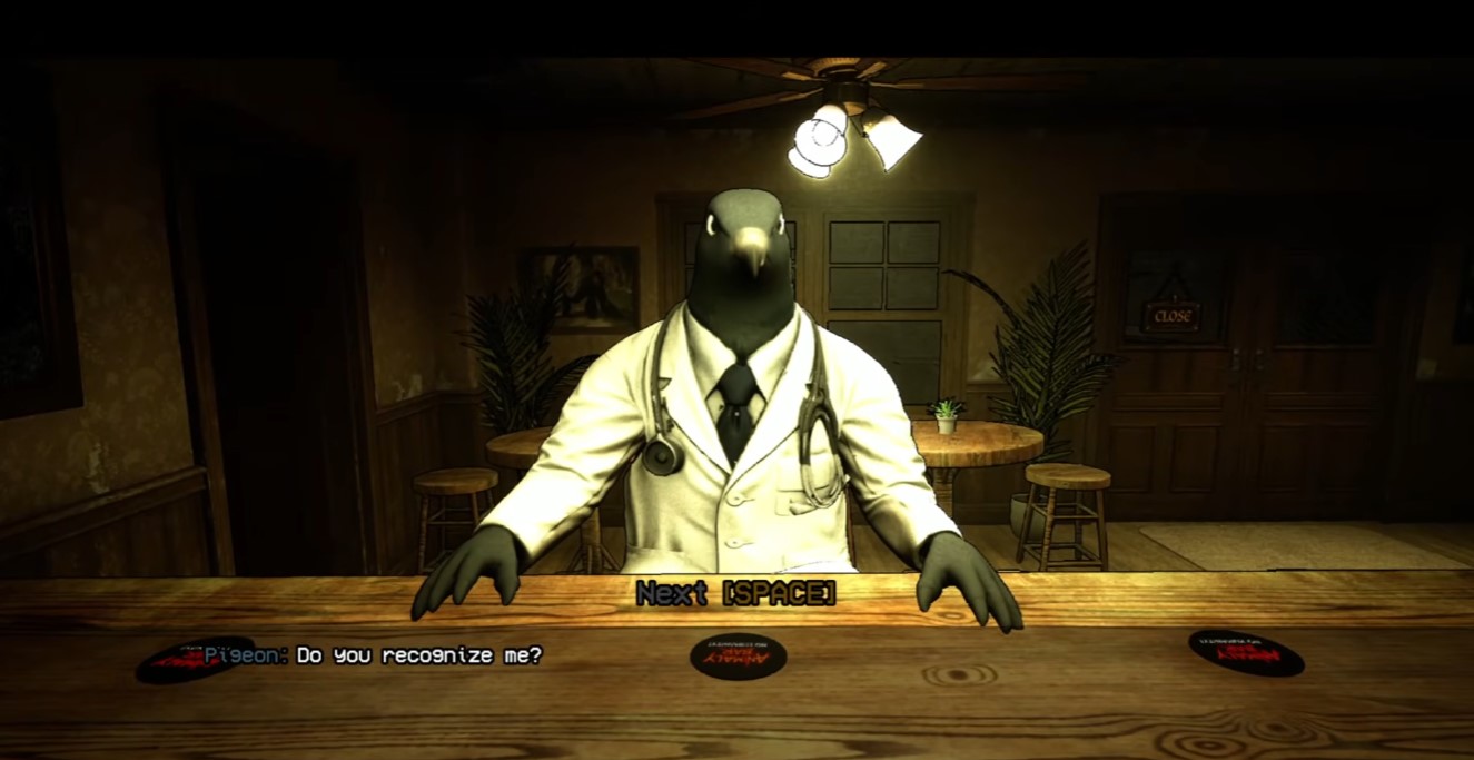 Pigeon customer at the bar