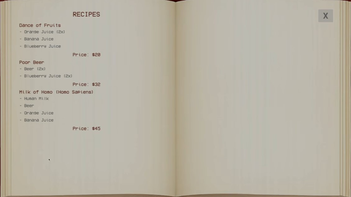 Recipe book and drink ingredients