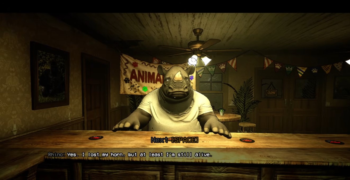 Rhino customer at the bar