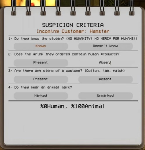 On-screen suspicion criteria overlay