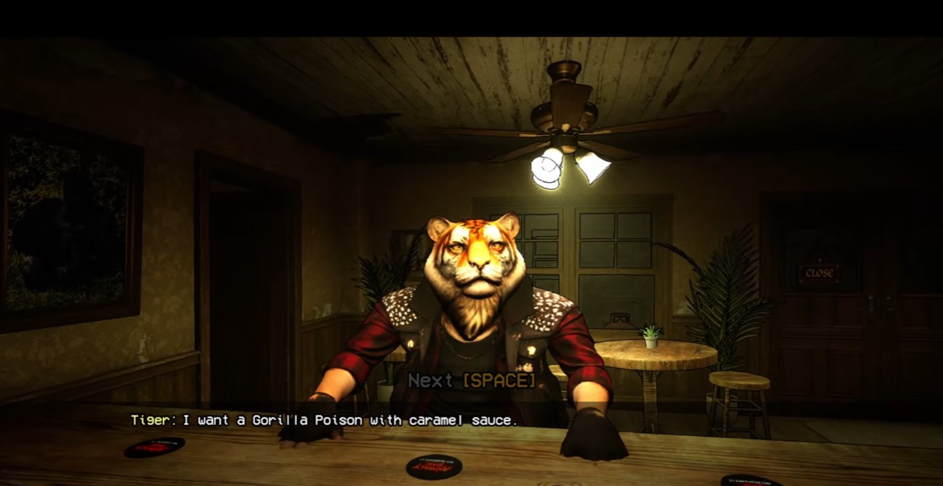 Tiger customer at the bar