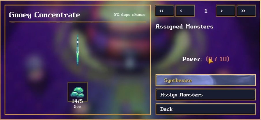 Assigned monsters roster in tower