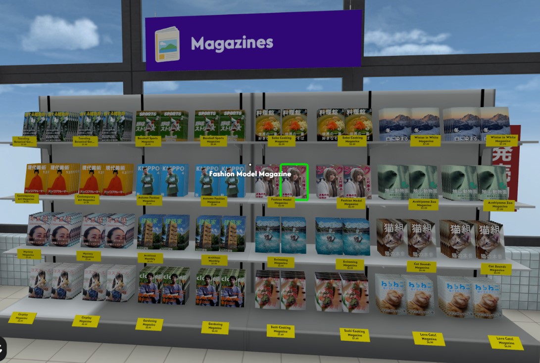 Dreamlike Convenience Store — magazine shelves