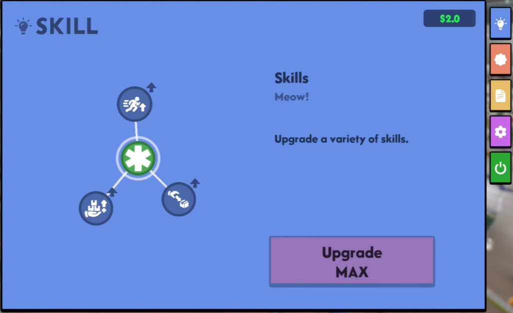Skill menu — ESC, lightbulb icon