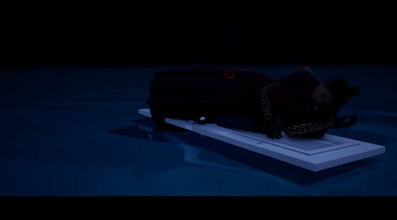Help Eliza onto floating door