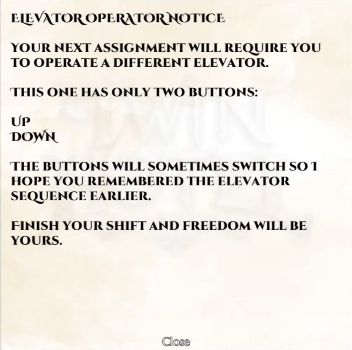 Two-button operator notice — up and down only