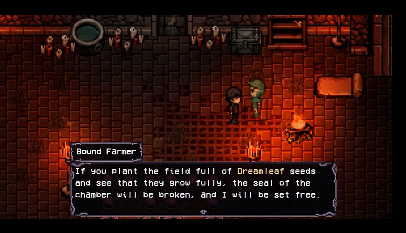 Bound farmer near the sealed shrine door