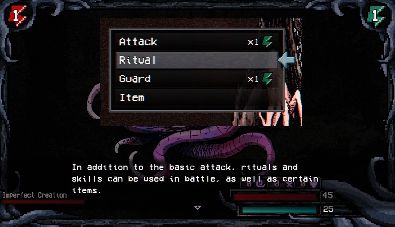 Rituals menu — combat and utility skills