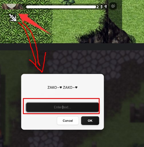 How to open the cheat input — long-press avatar by HP bar