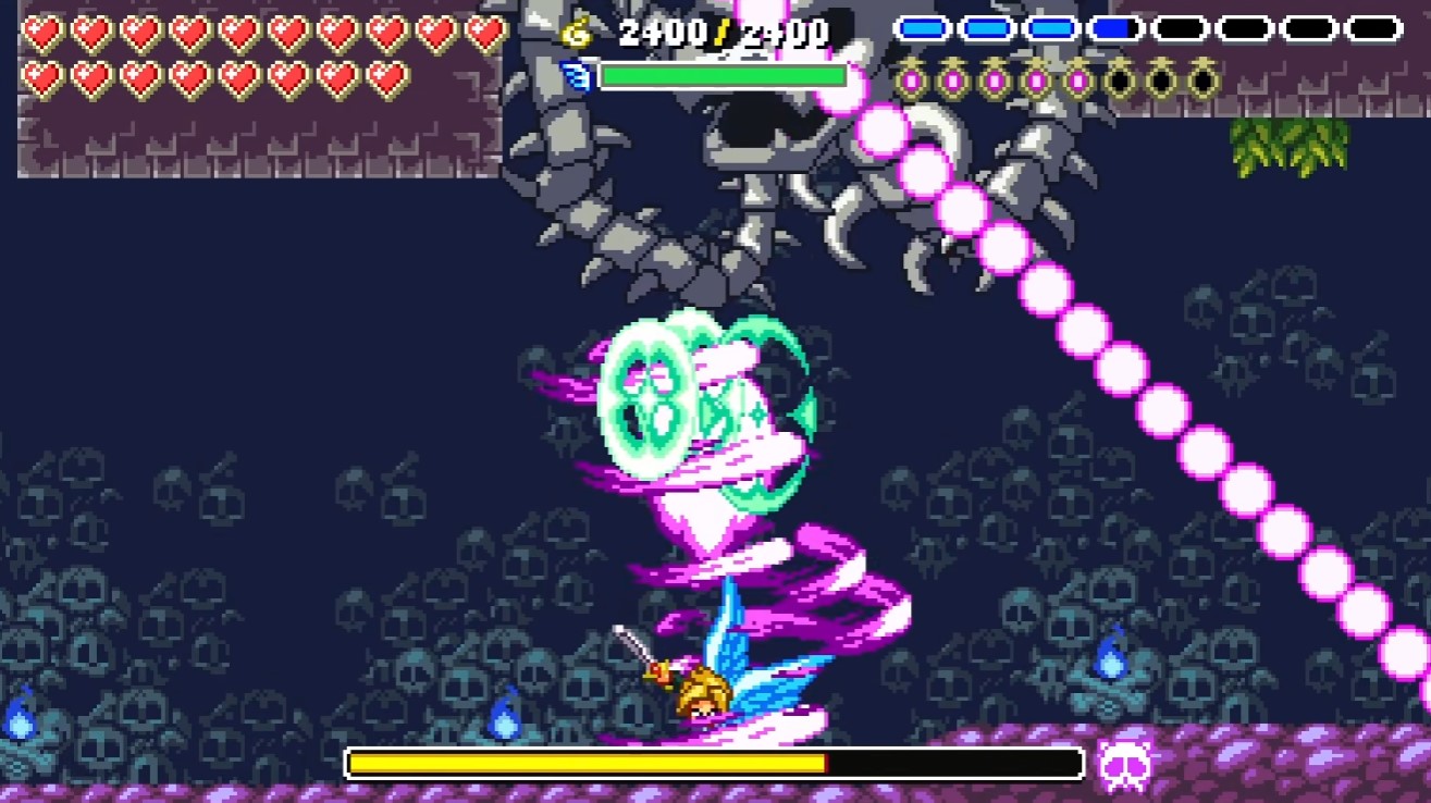 Skeleton boss — bone arcs, save a vial for phase 2