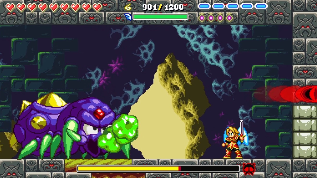 Spider boss — vertical arena with web adds