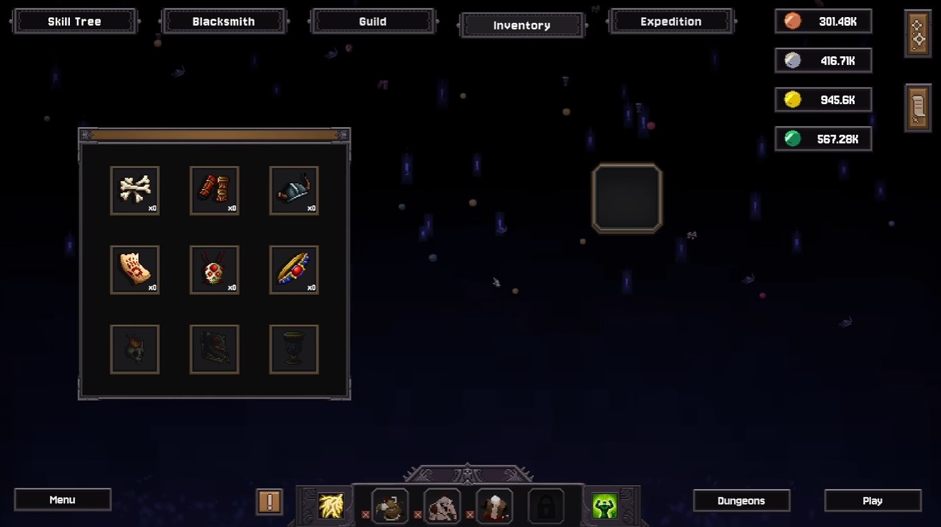Inventory and coin tiers in the shop