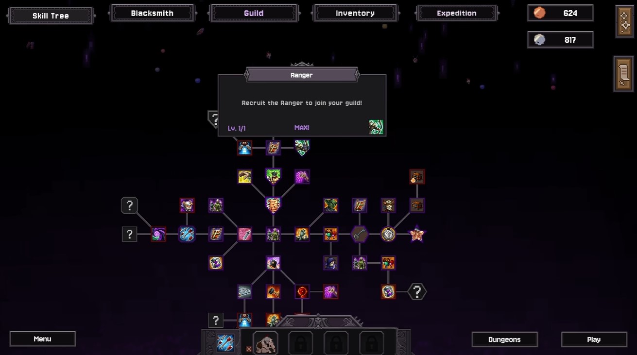 Ranger skill unlock in the guild roster