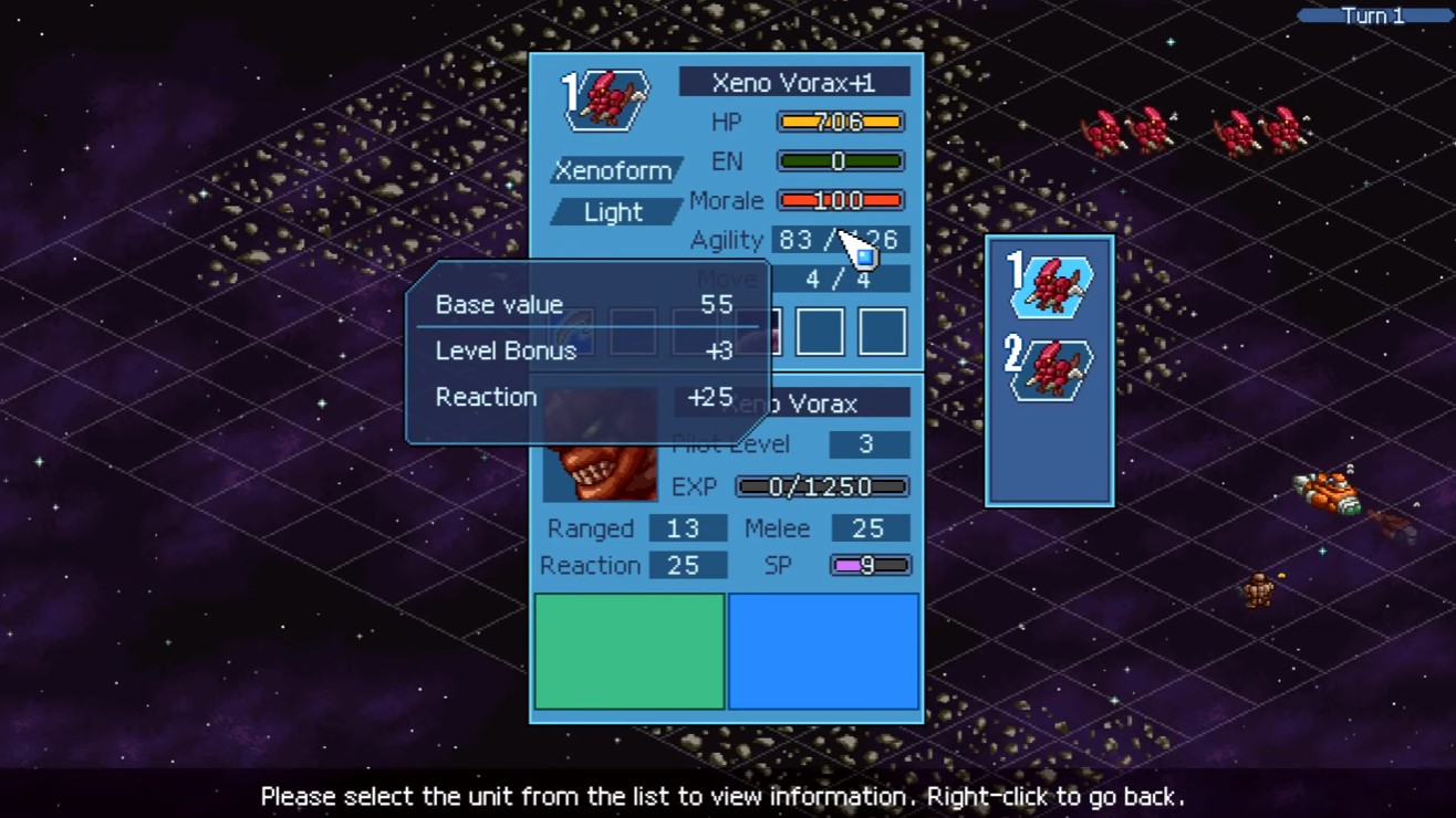 Unit stat panel — role, HP, damage type, and passive abilities