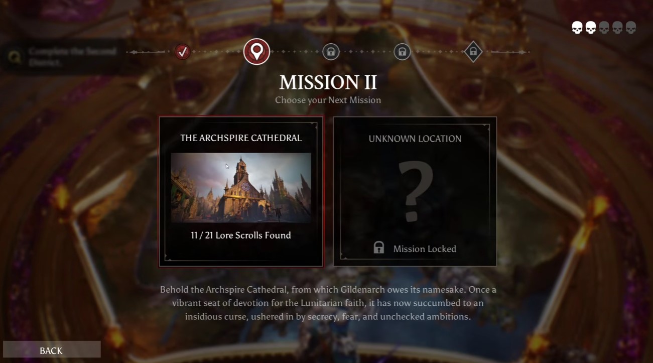 Mission II war table selection — The Archspire Cathedral