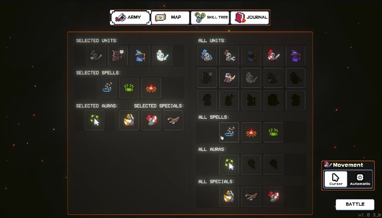 Late-game army screen — slots filled before castle pushes