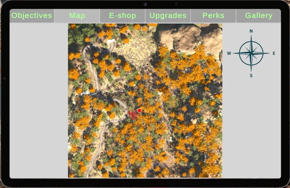 Menu map — verify remaining trash before leaving an area
