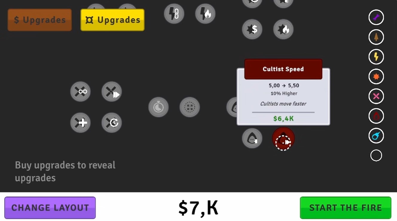 Cultist speed upgrade — shorter walks to the fire