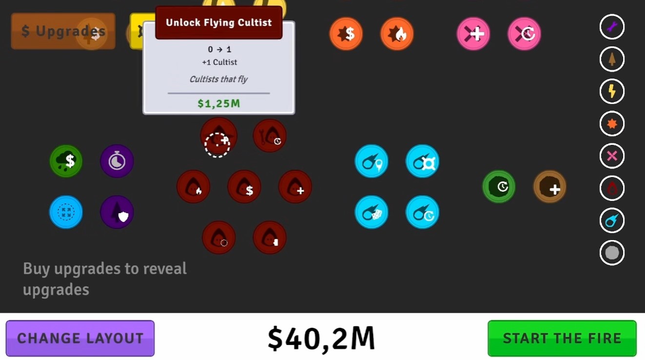 Unlock flying cultist upgrade — cultists reach moon spawners