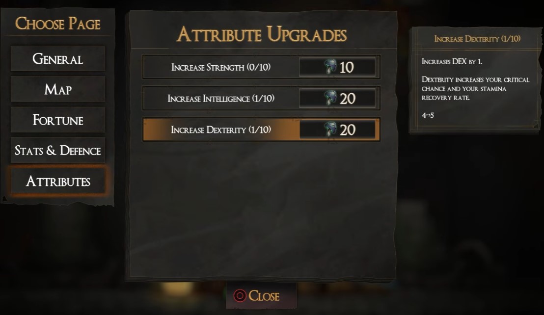 Attributes upgrades
