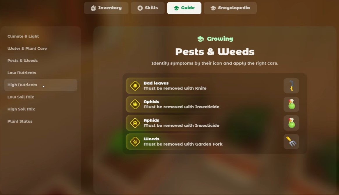 Pests and weeds guide — companion planting and fork use