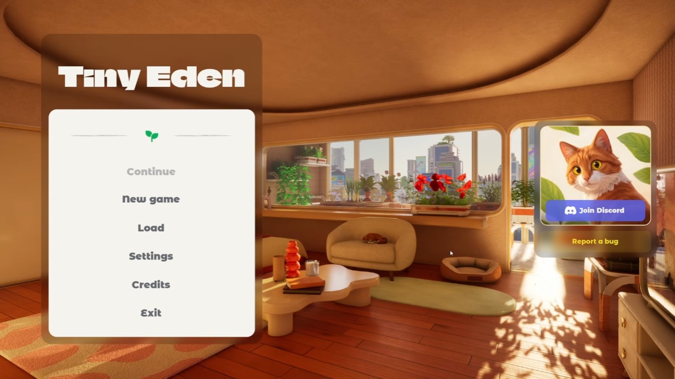 Tiny Eden — start menu / Garden Tower setting
